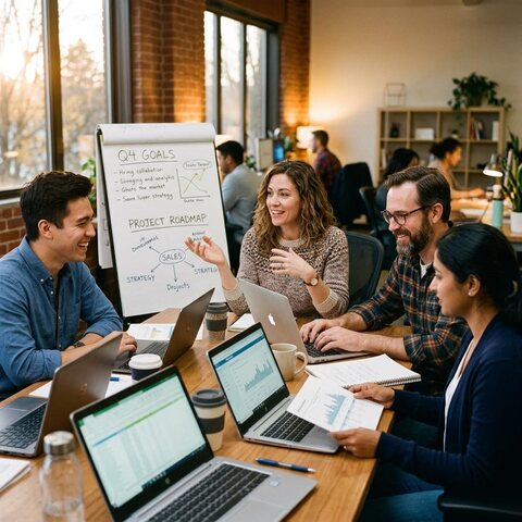 Business owners collaborating during a workshop