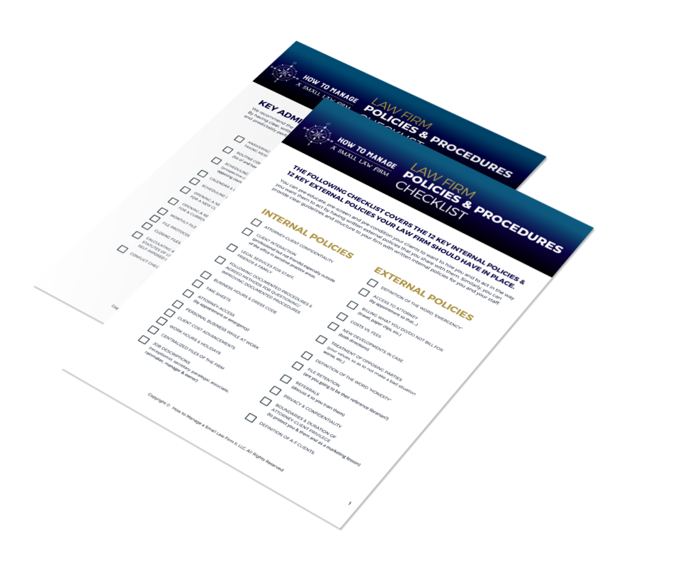 Checklist spread showing 24 key policies